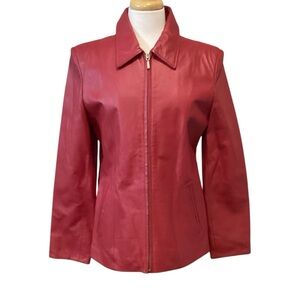 LA-ROSE red Leather Vintage Leather Jacket Medium